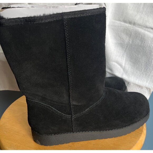 NWT Boots Universal Thread Leather Soph Shearling Style Black Womens Size 6 - Picture 2 of 7